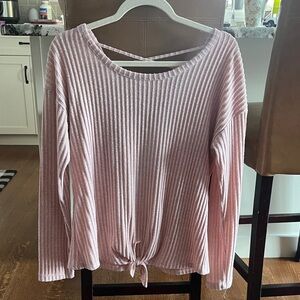 Absolutely Famous Blush Ribbed Long Sleeve Top